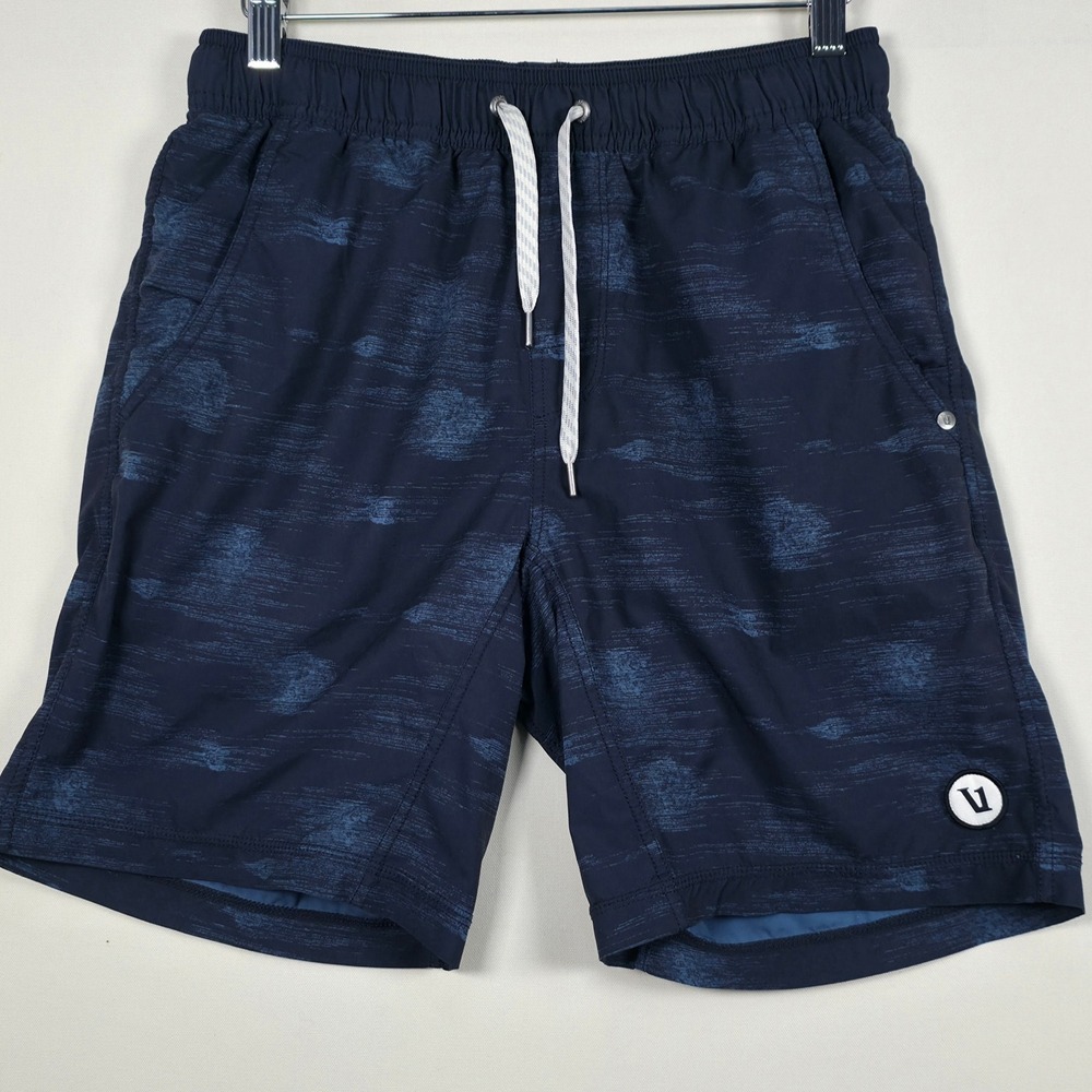 Vuori‎ Kore Short Men S Blue Space Dye Elastic Waist Athletic Activewear